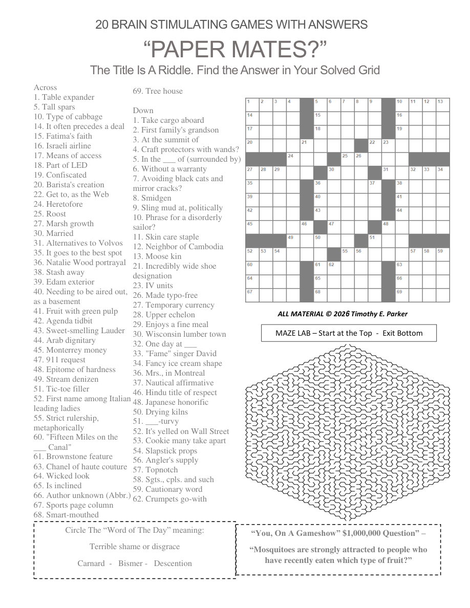 Preview of the four-page printable Puzzle Pack sample